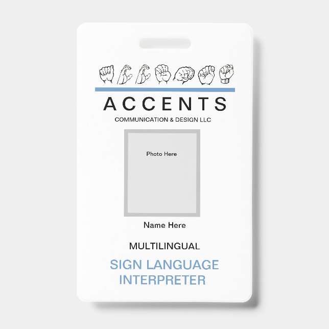 ASL-Fingerspelled Professional ID-Ausweis Ausweis (Vorderseite)