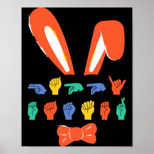 Asl frohe Ostern Süßigkeiten Gebärdensprache Eier Poster
