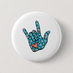 Asl-Gebärdensprache Ich liebe dich Geste Herz Gehö Button
