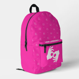 ASL-Gebärdensprache-Rucksack – Hot Magenta Bedruckter Rucksack