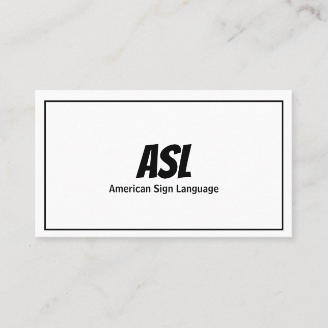 ASL, Gebärdensprache, Übersetzer, Visitenkarte (Vorderseite)