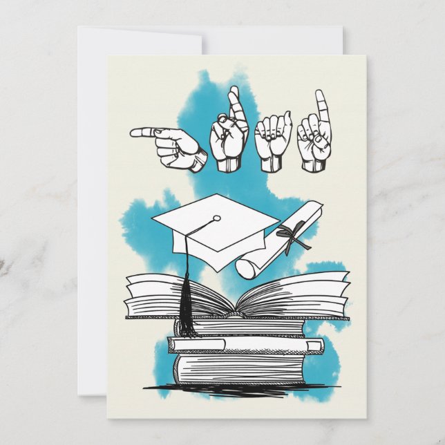 ASL Grad Einladung mit Grand Finger Speak (Vorderseite)