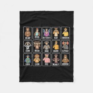 Asl Hand Gesture Animals Deaf Hörverlust Awarene Fleecedecke