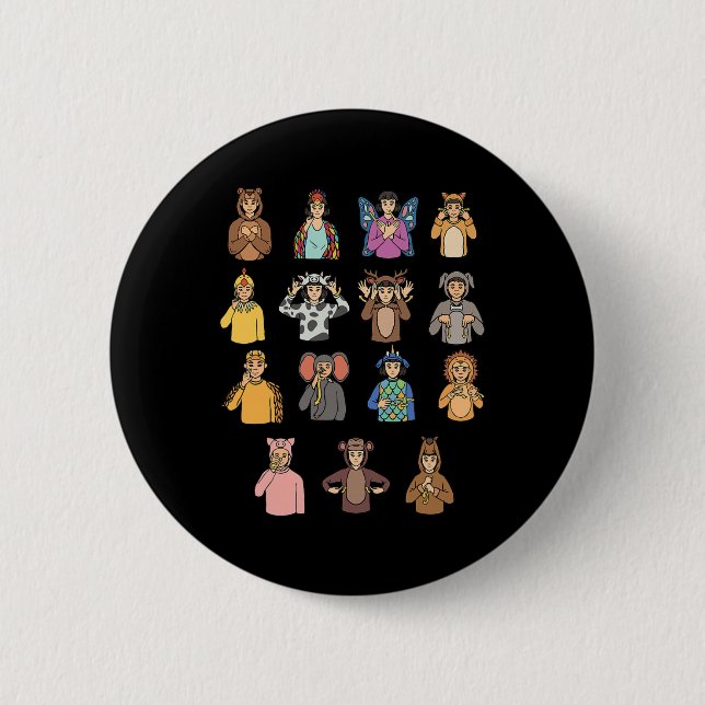 Asl Hand Gesture Deaf Hörschreckenjäger Button (Vorderseite)