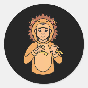 Asl Hand Gesture Deaf Hörschreckenjäger Runder Aufkleber