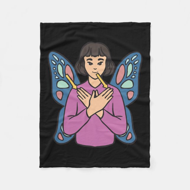 Asl Hand Gesture Deaf HörverschleißGirl Fleecedecke (Vorderseite)