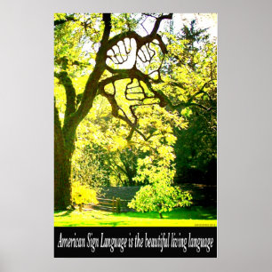 ASL-Handshaped verzweigt sich 16" x 24" Poster
