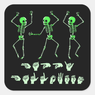 ASL Happy Halloween I - Niedliche Spooky Saison Quadratischer Aufkleber