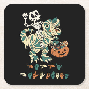 ASL Happy Halloween II - Niedliche Spooky Saison Rechteckiger Pappuntersetzer