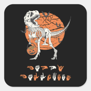 ASL Happy Halloween III - Niedliche Spooky-Saison Quadratischer Aufkleber