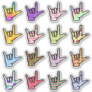 ASL I Liebe Sie ILY Handzeichen Aufkleber