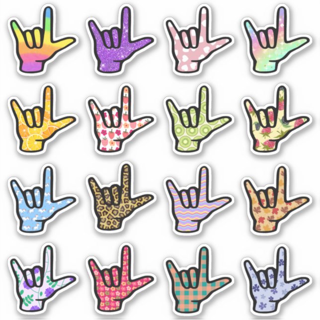 ASL I Liebe Sie ILY Handzeichen Aufkleber (Vorderseite)