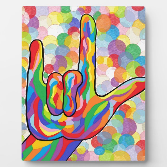 ASL I Liebe Sie mit Textfeld Hintergrund Fotoplatte (Vorderseite)