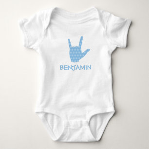 ASL I Liebe You Blue Dots Signing Language Boy Nam Baby Strampler