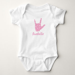ASL I Liebe You Pink Hearts Sign Language Girl Nam Baby Strampler