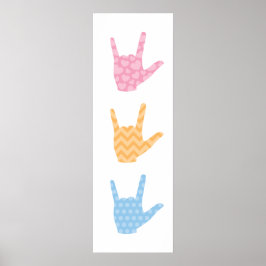 ASL I Love You Sign Language 12" x 36" Poster