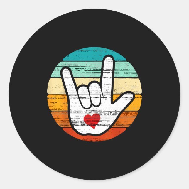 Asl I Love You, Sign Language Heart Love Valentine Runder Aufkleber (Vorderseite)