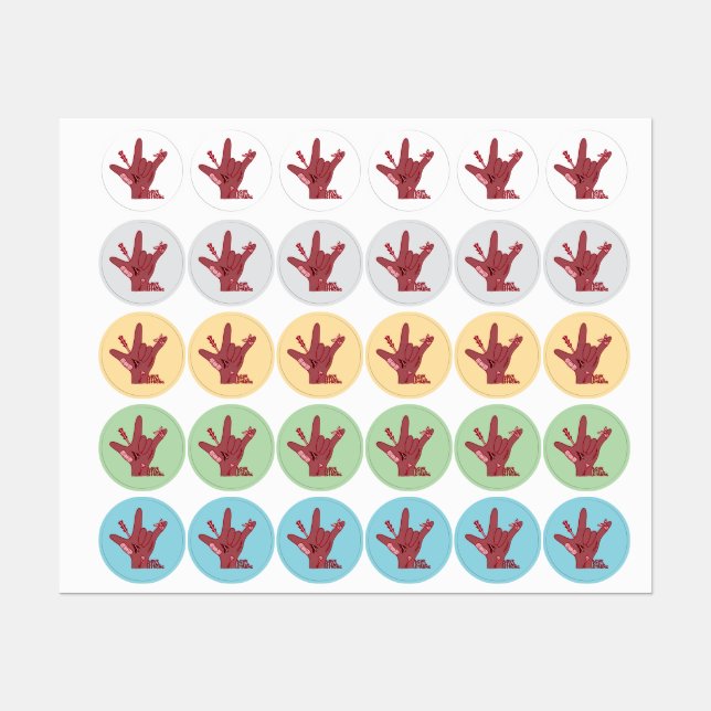 ASL ILY Design - Liebe verwundet, aber noch stark Etiketten (Blatt)
