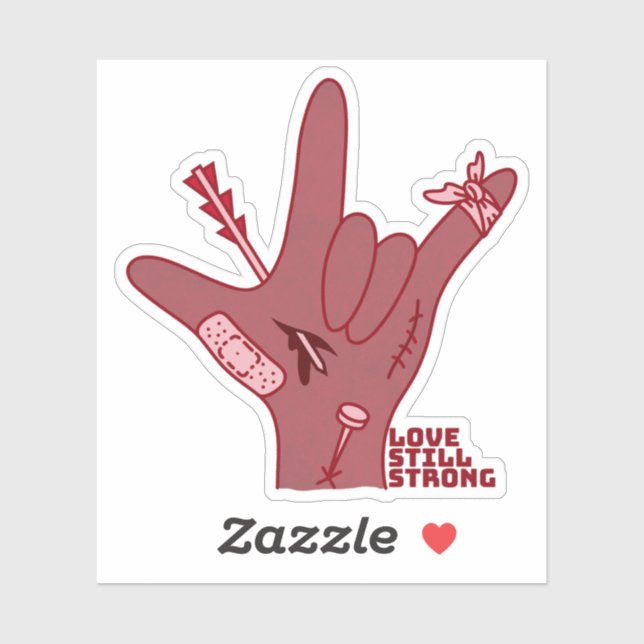 ASL ILY Design - Love Wounded But Still Strong Aufkleber (Blatt)