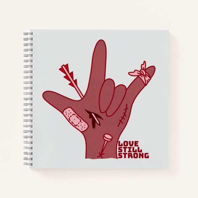 ASL ILY Design - Love Wounded But Still Strong Notizbuch (Vorderseite)