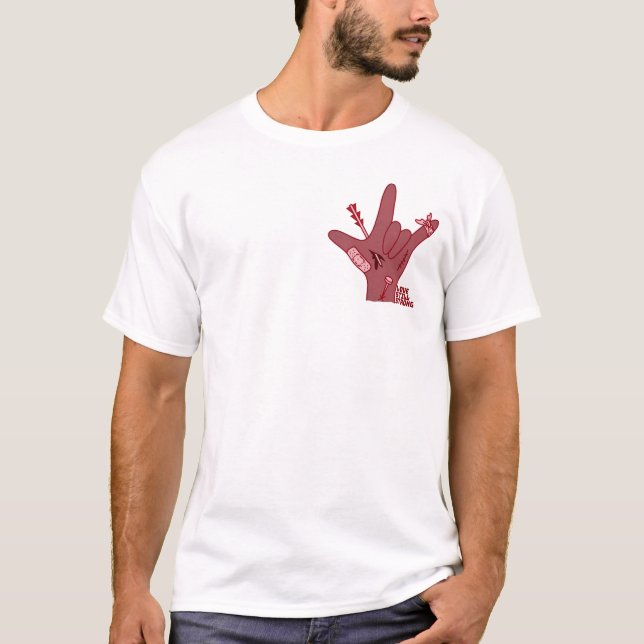 ASL ILY Design - Love Wounded But Still Strong T-Shirt (Vorderseite)