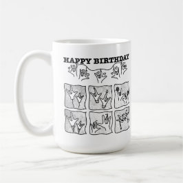 ASL ILY Obsession - Happy Birthday! Kaffeetasse