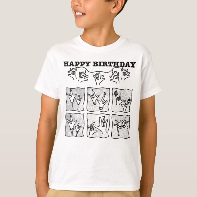 ASL ILY Obsession - Happy Birthday!  T-Shirt (Vorderseite)