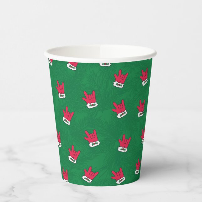 ASL ILY Santa Glove red paper cups Pappbecher (Links)