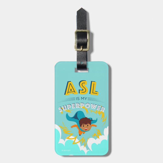 ASL ist meine Supermacht Gepäckanhänger (Vorderseite vertikal)
