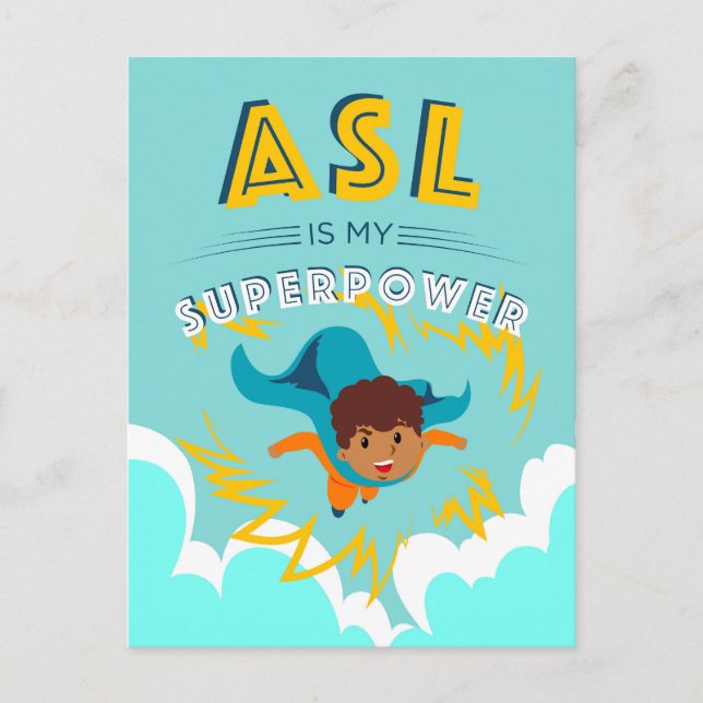 ASL ist meine Supermacht Postkarte (Vorderseite)