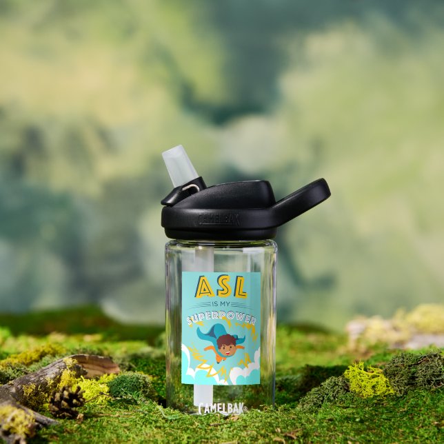 ASL ist meine Supermacht Trinkflasche (Außenbereich)