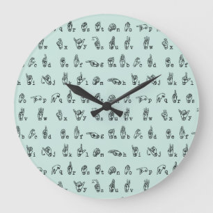 ASL Jade // American Sign Language Alphabet Große Wanduhr