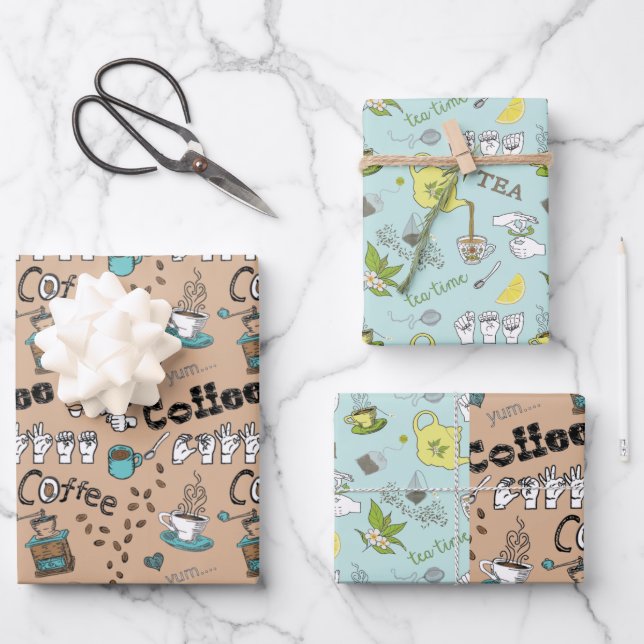 ASL Kaffee & Tee Geschenkpapier Set (Vorderseite)