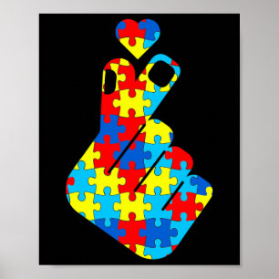 Asl Korean Liebe Sign Language Autismus Awareness Poster