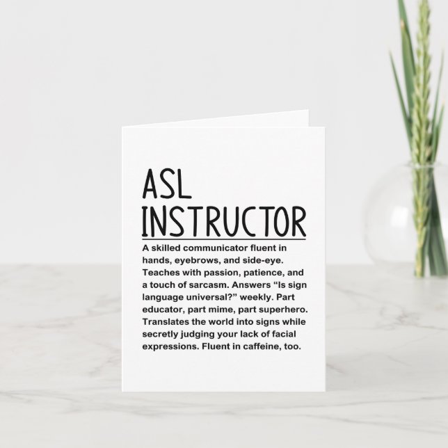 Asl-Lehrer Karte (Vorderseite)