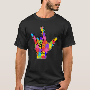 ASL Lieb Gebärdensprache Autismus Geschenk Bewusst T-Shirt