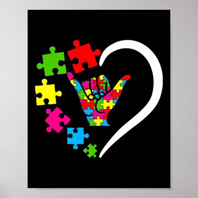 ASL Liebe Autism Awareness Day Apple Sign Language Poster (Vorne)