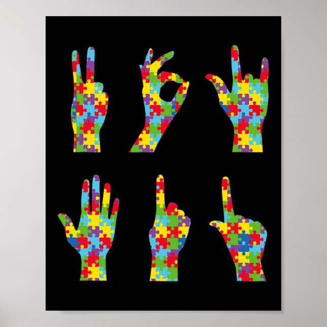 Asl Liebe Gebärdensprache Autismus Bewusstsein Poster (Vorne)