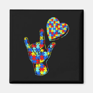 ASL Liebe Gebärdensprache Autismus Bewusstsein Puz Magnet