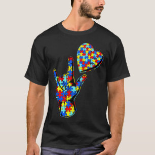 ASL Liebe Gebärdensprache Autismus Bewusstsein Puz T-Shirt