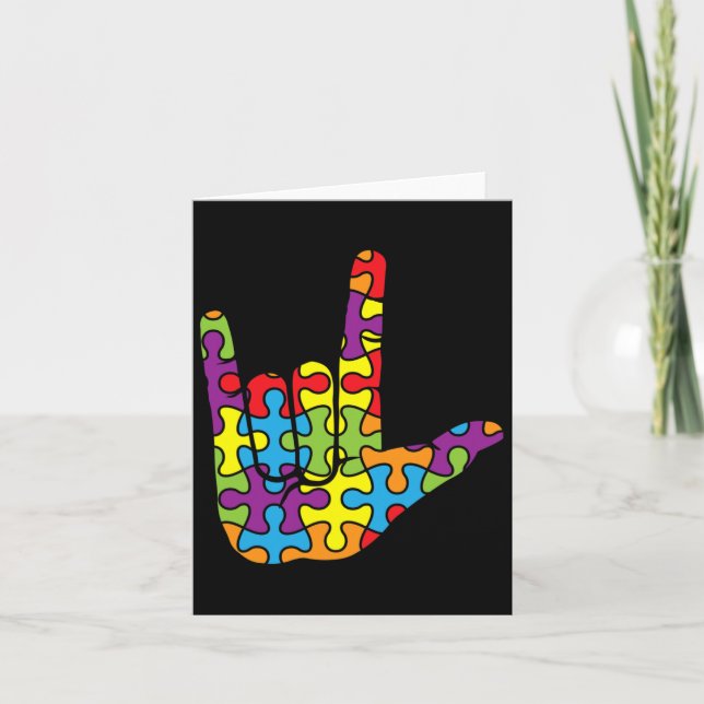 Asl Liebe Gebärdensprache - Autistisches Puzzle Au Karte (Vorderseite)