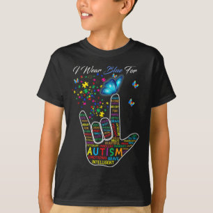 ASL Liebe Gebärdensprache Hand I tragen Blau für A T-Shirt