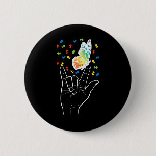 Asl Liebe Sign Butterfly Puzzle Autismus Bewusstse Button