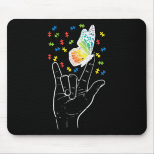 Asl Liebe Sign Butterfly Puzzle Autismus Bewusstse Mousepad