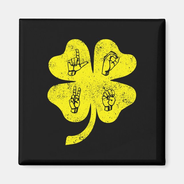 ASL Liebe Sign Language St Patrick's Day Deaf Awar Magnet (Vorne)