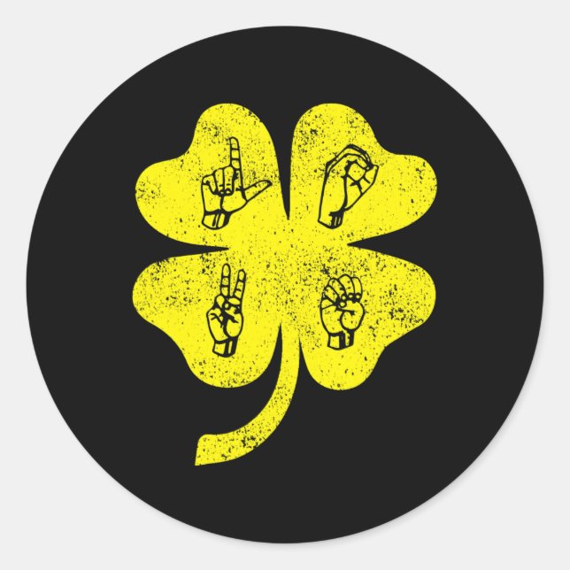 ASL Liebe Sign Language St Patrick's Day Deaf Awar Runder Aufkleber (Vorderseite)