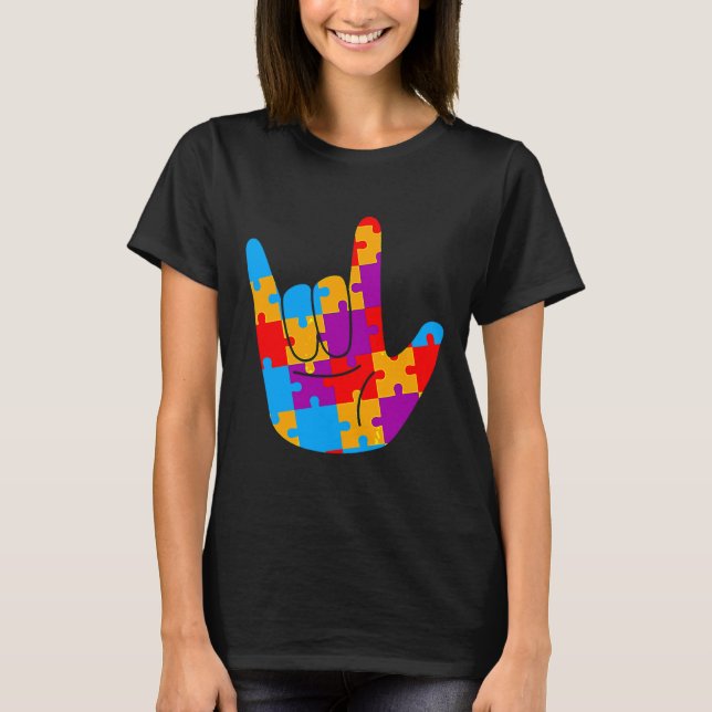 Asl Liebe Signage Language Autismus Awareness Supp T-Shirt (Vorderseite)