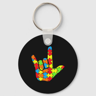 Asl Liebe signierter Autismus Geschenkgutschrift Schlüsselanhänger