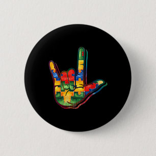 ASL Liebe Signing Language Autismus Awareness Supp Button