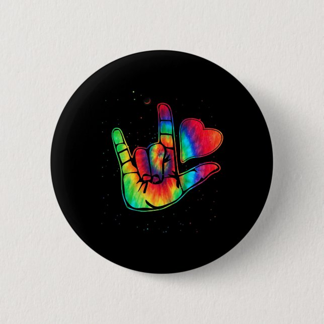 ASL Love Sign Language Hand Autism Awareness Suppo Button (Vorderseite)